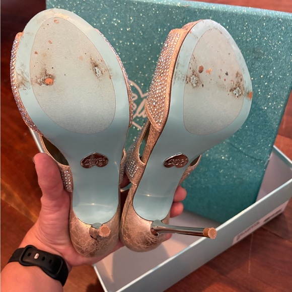 Blue by Betsey Johnson Sparkling Silver Peep-Toe Heels - Picture 5 of 5